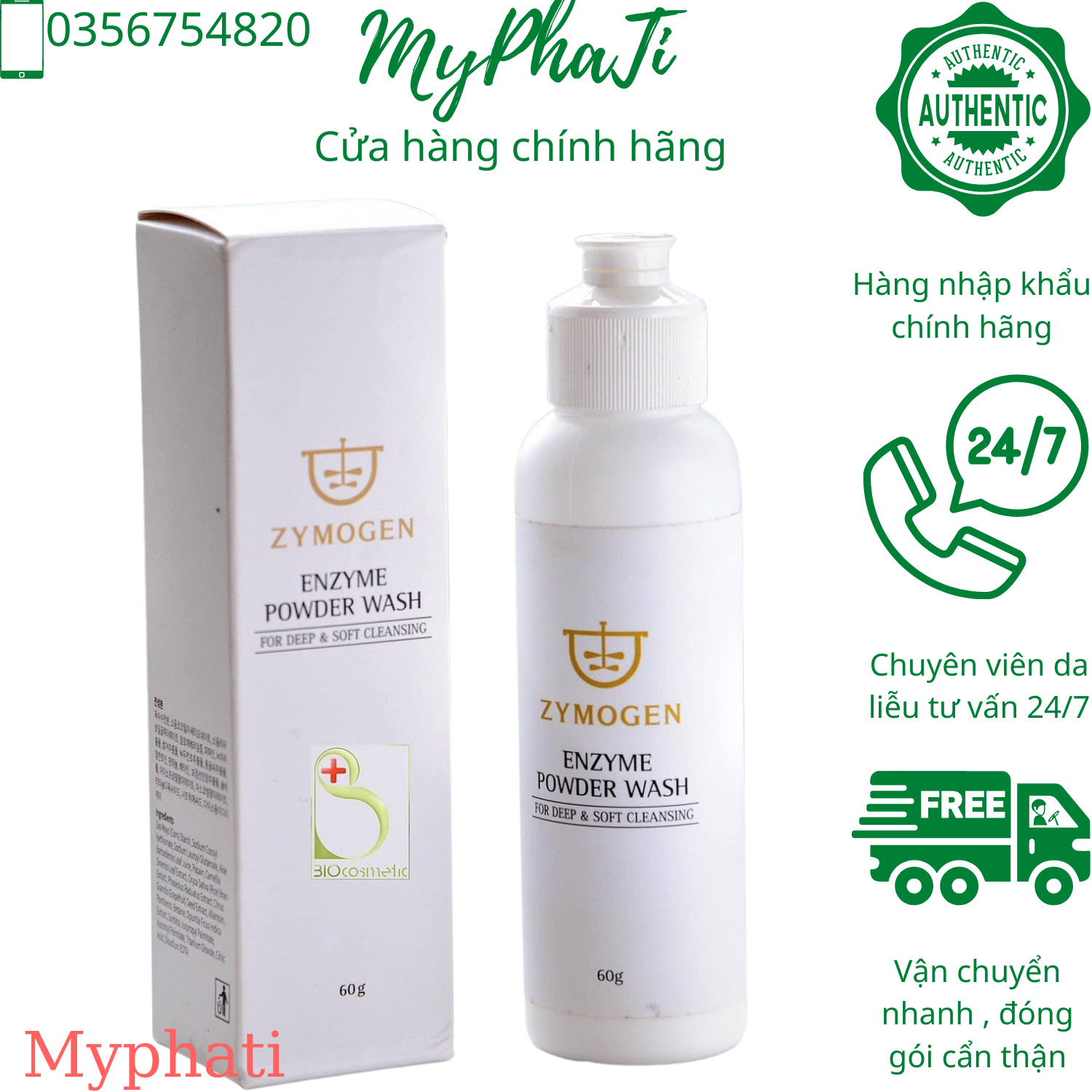 [NHẬP KHẨU CHÍNH HÃNG] BỘT RỬA MẶT ZYMOGEN EZYME POWDER WASH 60G