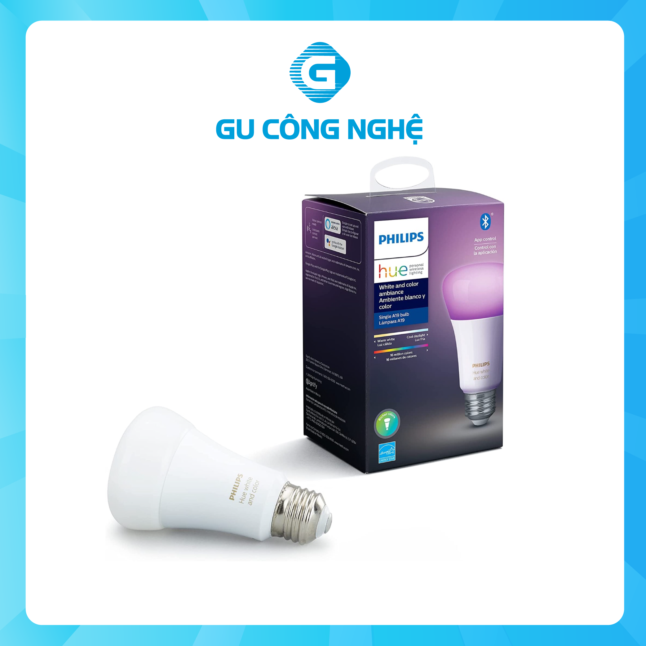 Philips Hue White and Color Ambiance - Bóng đèn màu thông minh 16 triệu màu kết nối Bluetooth