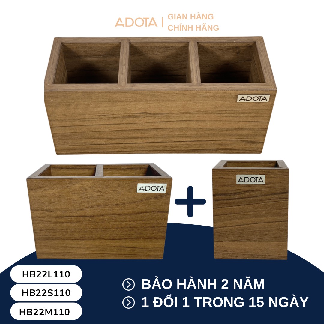 Combo: 3 hộp cắm bút bằng gỗ , ống đựng bút để bàn làm việc cao cấp phong cách sang trọng ADOTA