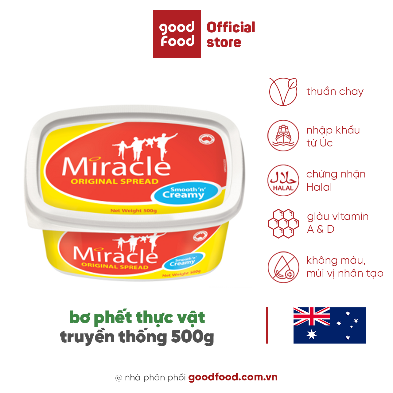 Bơ thực vật dạng phết miracle spread 500g