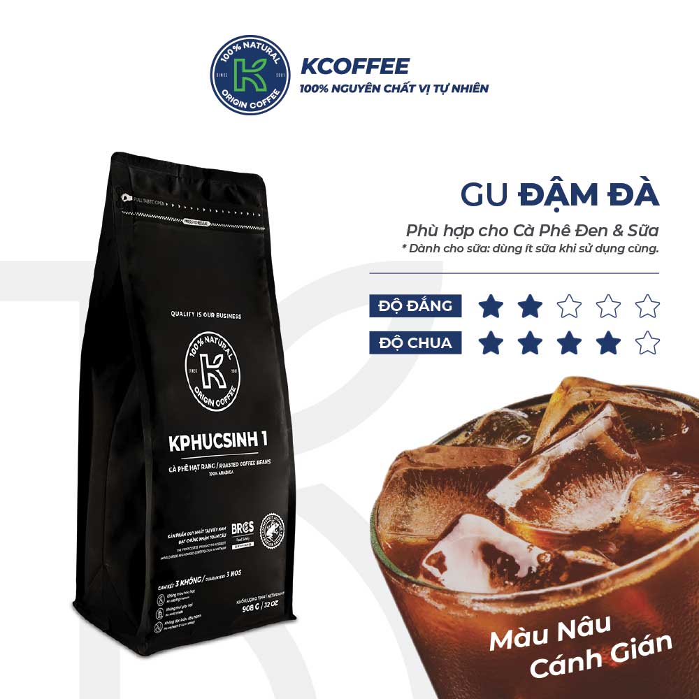 Cà phê rang xay 100% arabica kphucsinh 1 thương hiệu k coffeegu cà phê châu âu