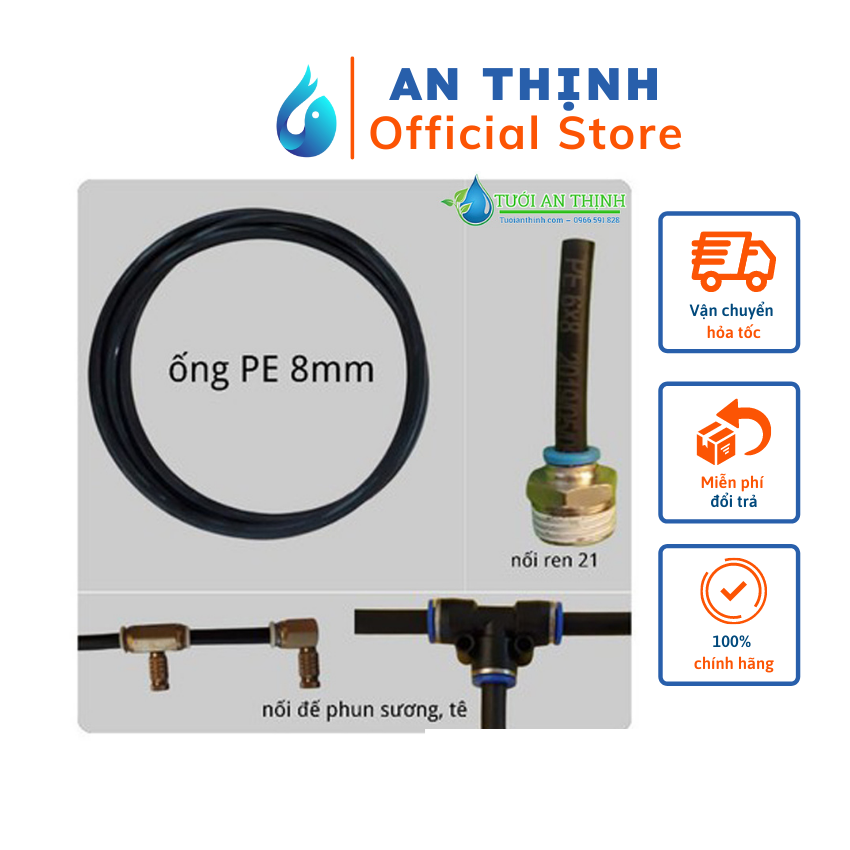 Cuộn 10m ống tưới phun sương, dây phun sương PE 8mm nhựa nguyên sinh, không pha trộn