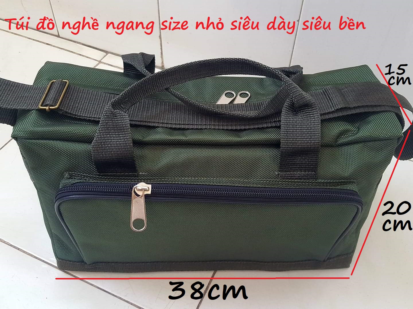 [ Rẻ vô đối ] TÚI ĐỒ NGHỀ LOẠI NGANG SIZE NHỎ XANH LÍNH DÀY HAI LỚP SIÊU BỀN