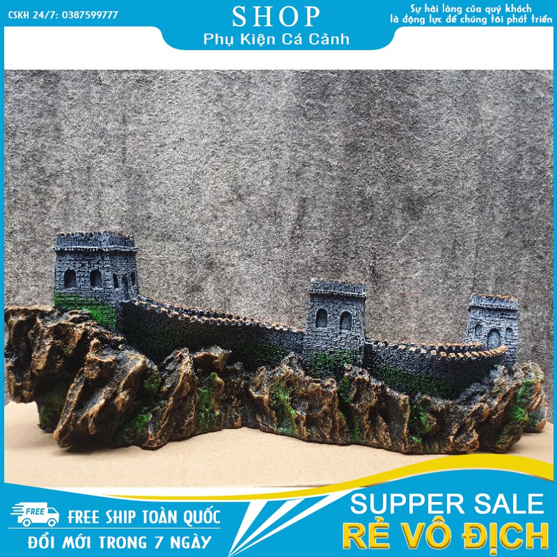 Mô hình vạn lý trường thành tráng trí bể cá, Tiểu cảnh side 41 x 10 x 12cm