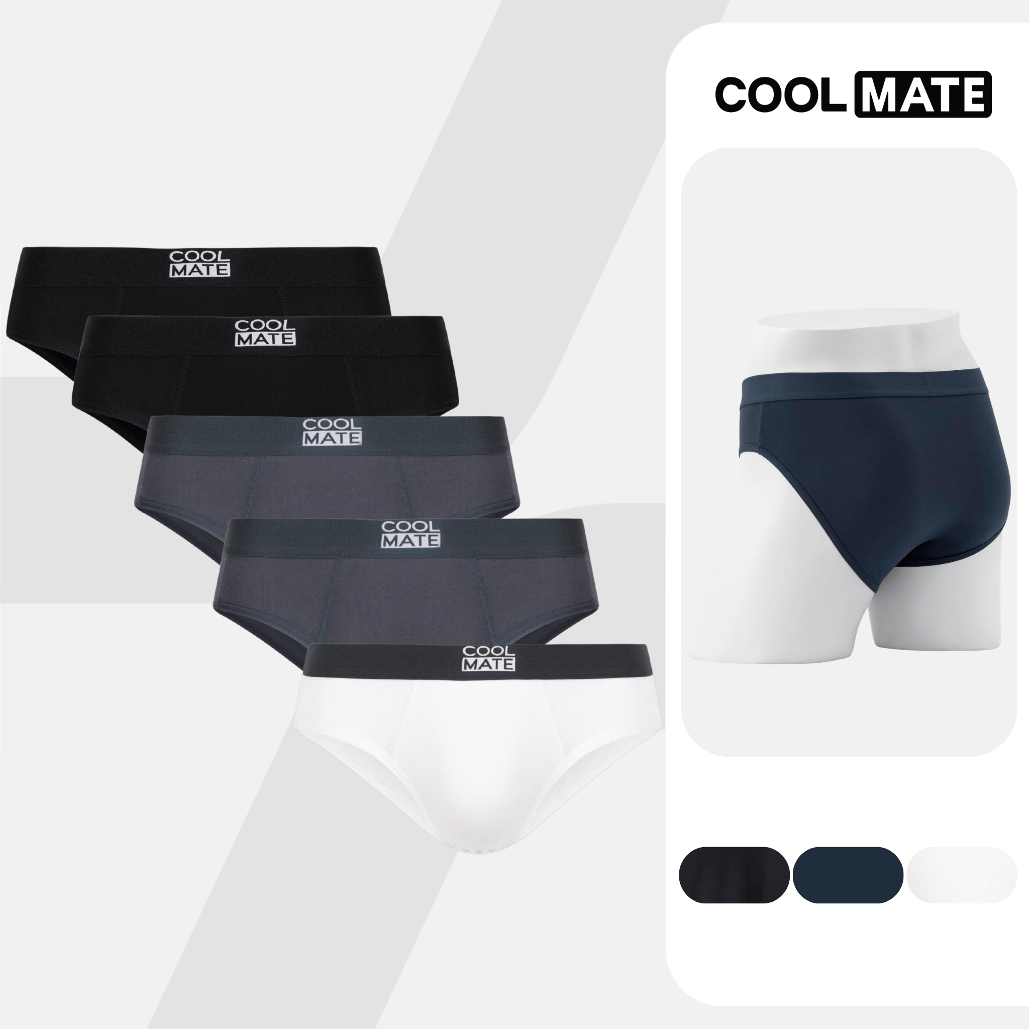 Combo 5 quần lót nam tam giác brief bamboo kháng khuẩn (ngẫu nhiên 2-3 màu) - Coolmate