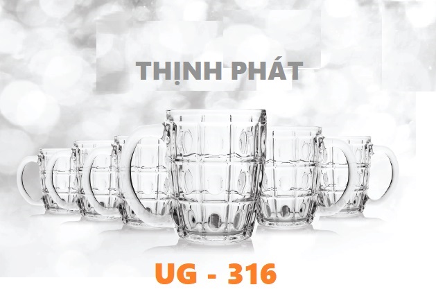 Bộ 6 ly quai Thủy tinh UG 316 Thái lan - Ly uống bia Thái lan Hàng Chính Hãng