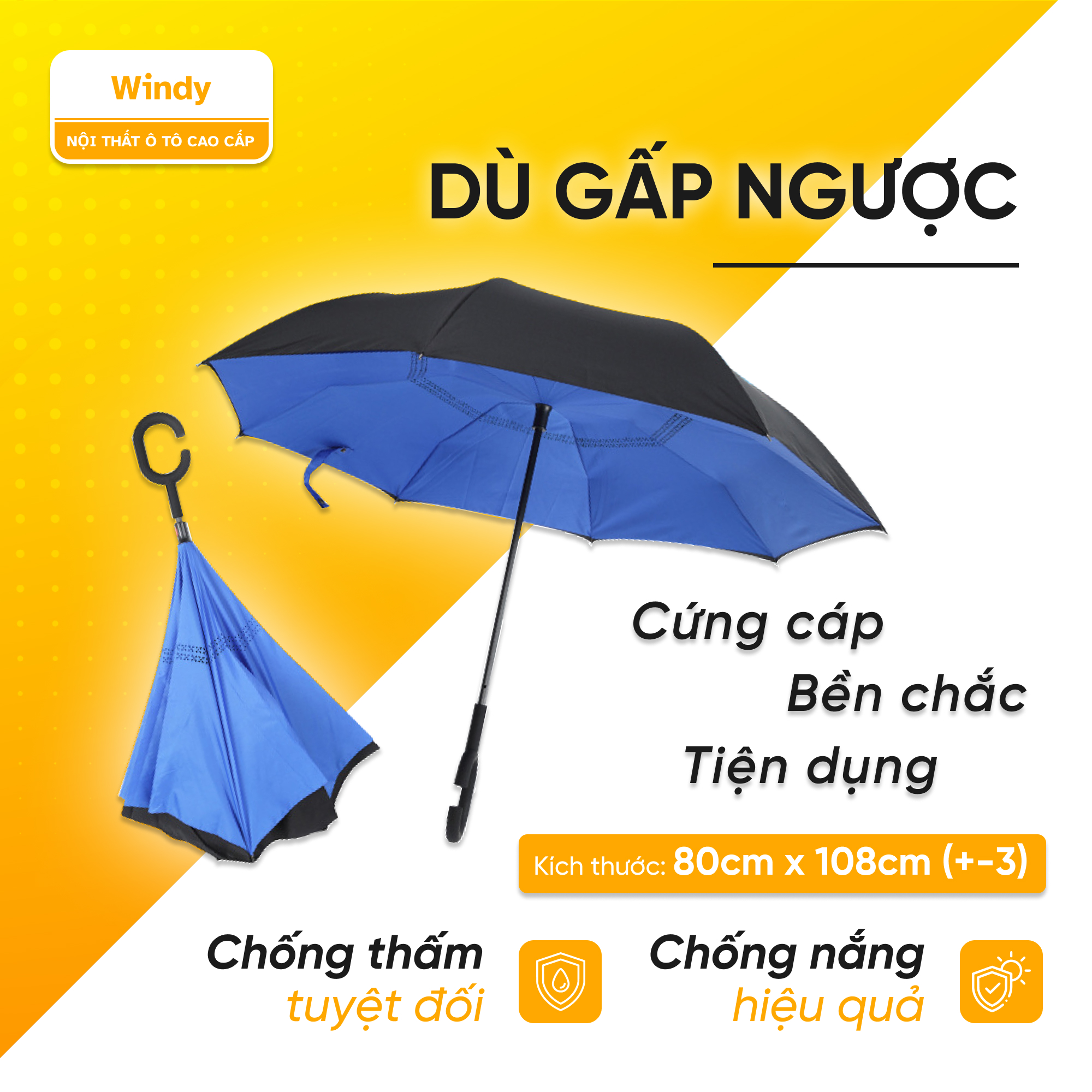 Ô dù mở ngược chuyên dùng cho ô tô thiết kế thông minh