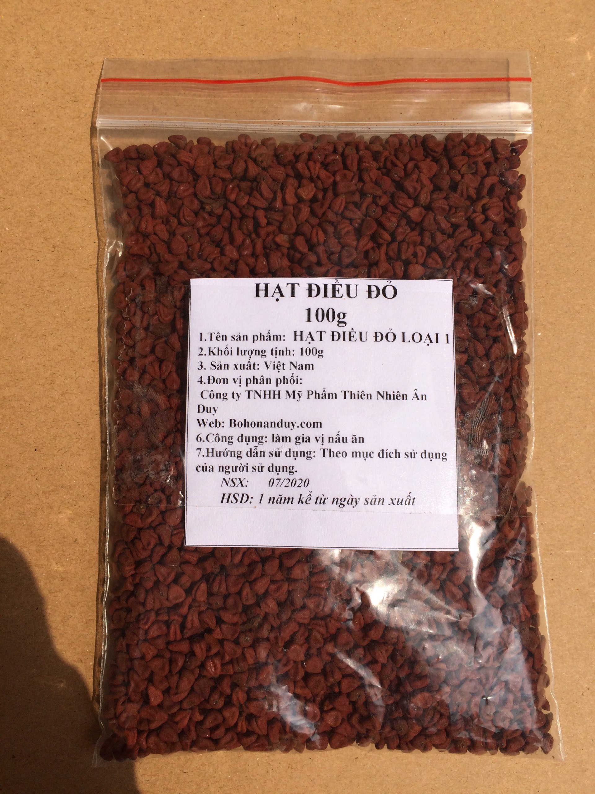 Hạt ĐIỀU ĐỎ (Hạt CARI) tạo màu 100g