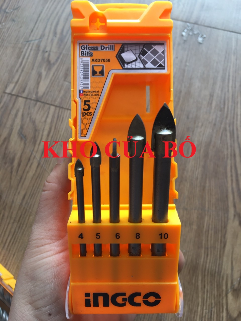 Bộ 5 mũi khoan kiếng ingco akd7058
