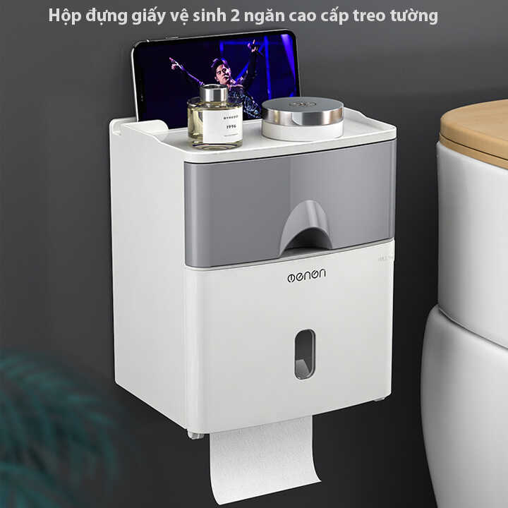 [HCM]Hộp đựng giấy vệ sinh MENEN 2 ngăn cao cấp treo tường - NK13