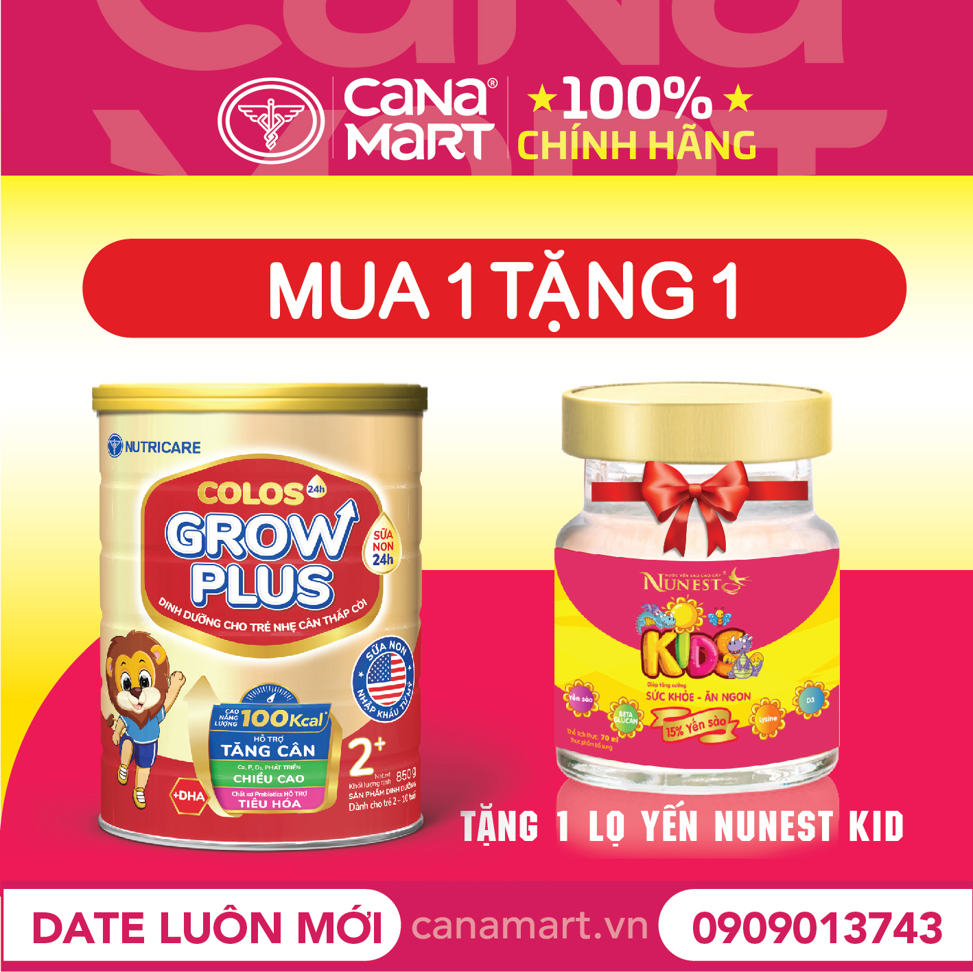 Sữa bột Nutricare Colos 24h Grow Plus 2+ giúp trẻ phát triển toàn diện