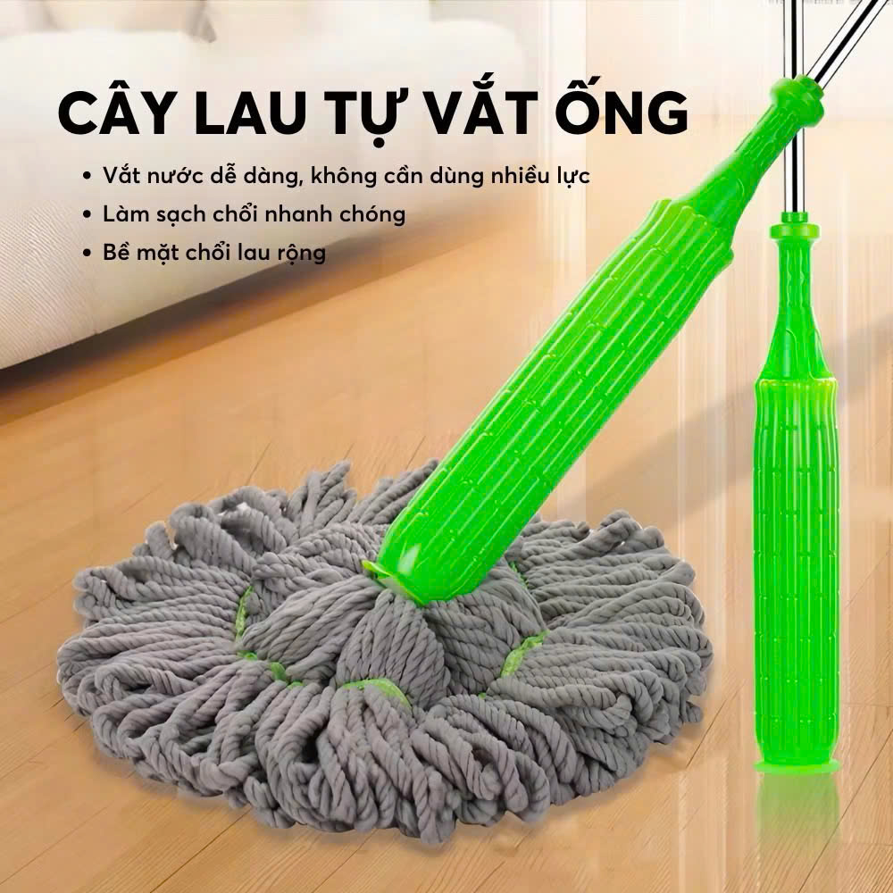 CÂY LAU NHÀ TỰ VẮT THẾ HỆ MỚI CÁN LAU DÀI BÔNG LAU THẤM HÚT TỐT