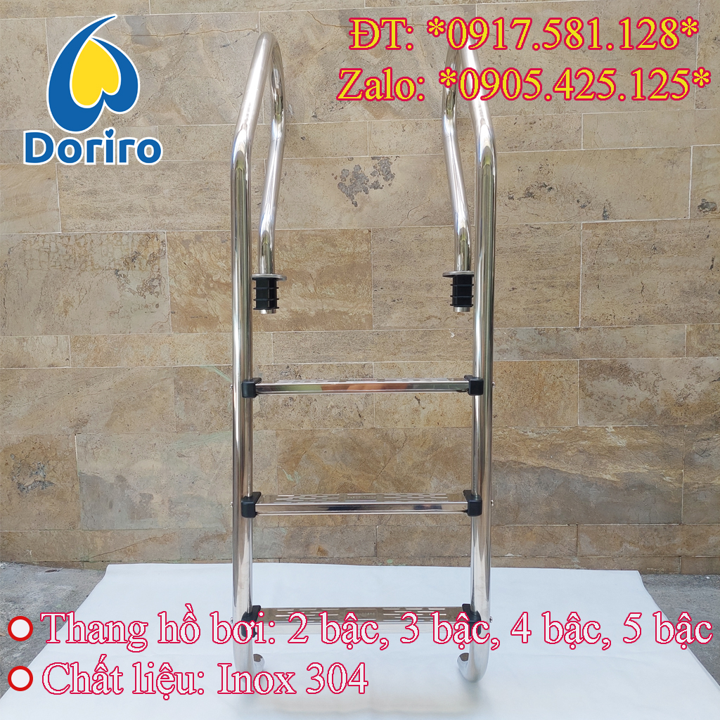 Thang hồ bơi/Thang bể bơi 5 bậc; Inox 304; Mã hiệu SF-515; Đường kính ống D = 42mm; dày 1,2mm.