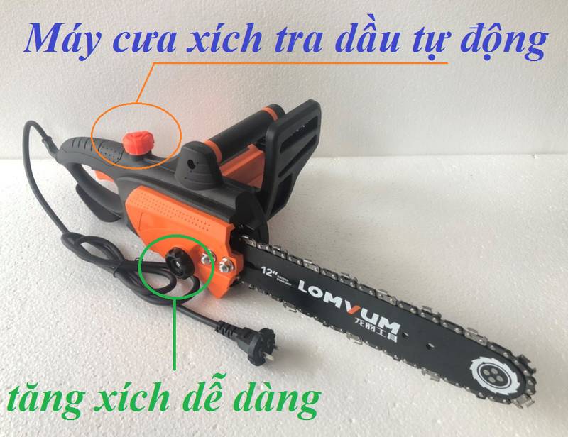 Máy cưa xích dùng điện - máy cưa gỗ cầm tay mini LOMVUM cực khoẻ