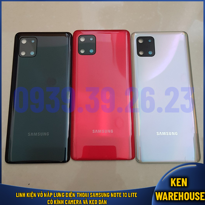 Linh kiện vỏ nắp lưng điện thoại samsung note 10 lite có kính camera và keo dán - ken warehouse