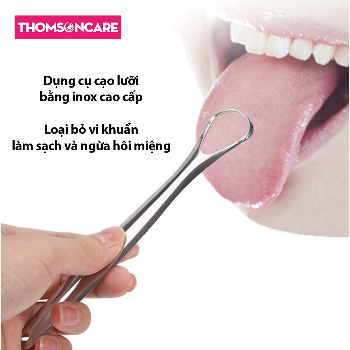 Dụng cụ vệ sinh lưỡi cao cấp bằng Inox, cạo lưỡi, làm sạch khoang miệng, loại bỏ mùi hôi, nạo lưỡi mẫu mới - Thomsoncare