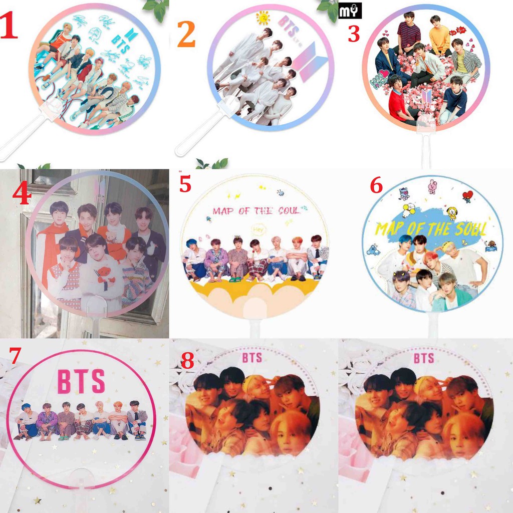 QUẠT BTS NHỰA TRONG HÌNH NHÓM CÓ NHIỀU MẪU