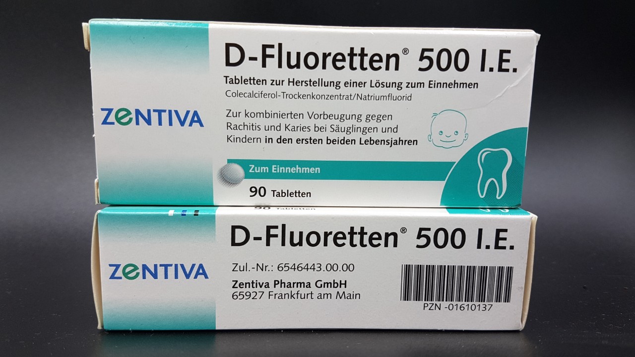 Hàng đức kẹo vitamin d fluoretten 500 ie hộp 90 viên