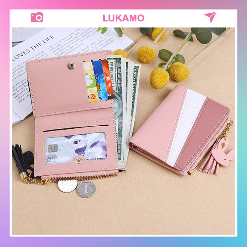 Ví nữ gấp 3 mini dễ thương nhỏ gọn bỏ túi cao cấp nhiều ngăn đựng tiền giá rẻ LUKAMO VD418