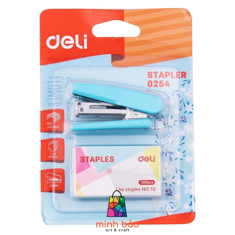 Bộ dập ghim và 1000 ghim số 10 deli e0254