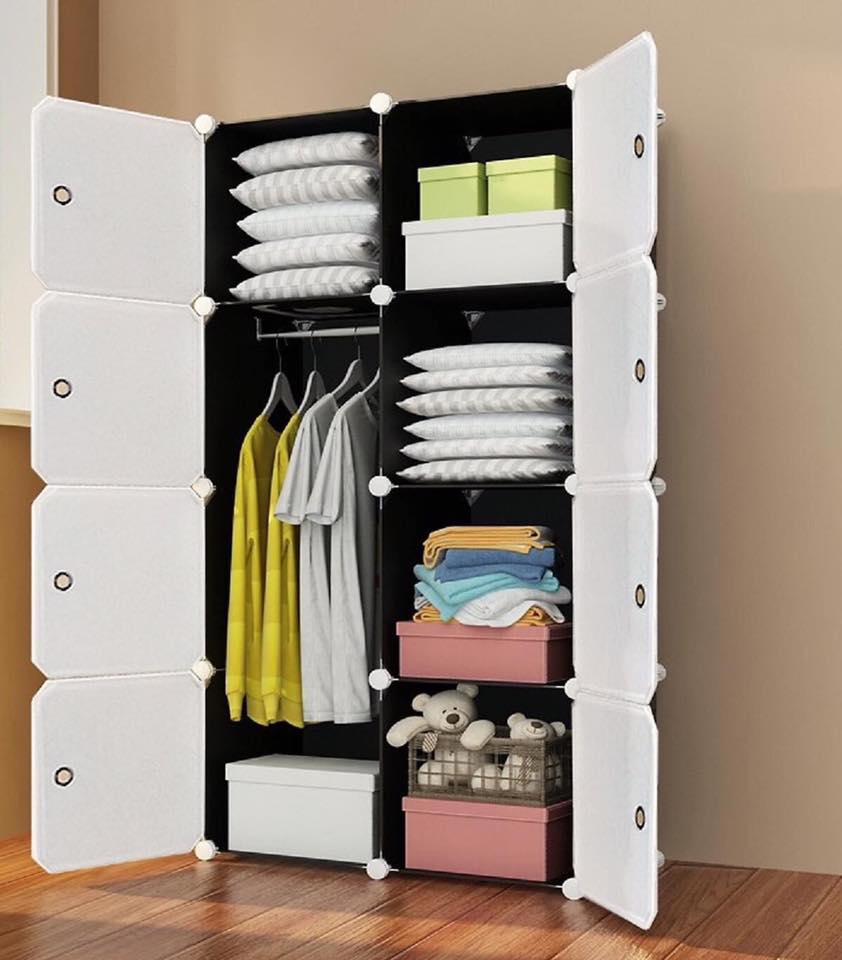 Tủ quần áo nhựa ghép mini 8 ô nhiều màu sắc có xào treo giá chỉ 425K