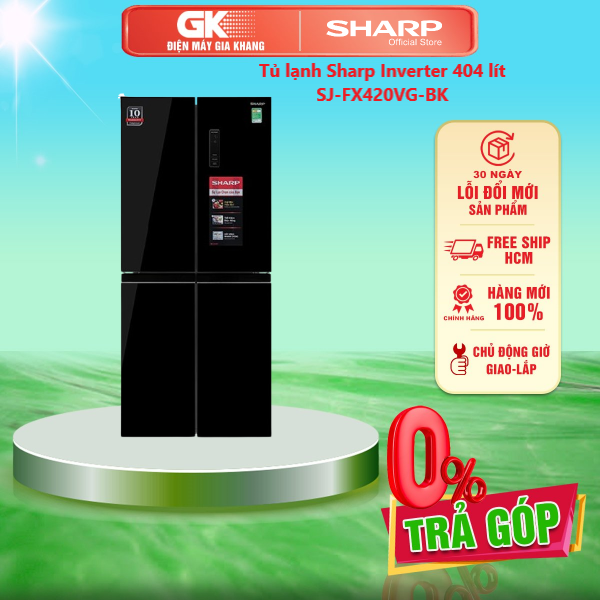 Tủ lạnh sharp inverter sj-fx420vg-bk 404 lít - - giao toàn quốc - freeship hcm