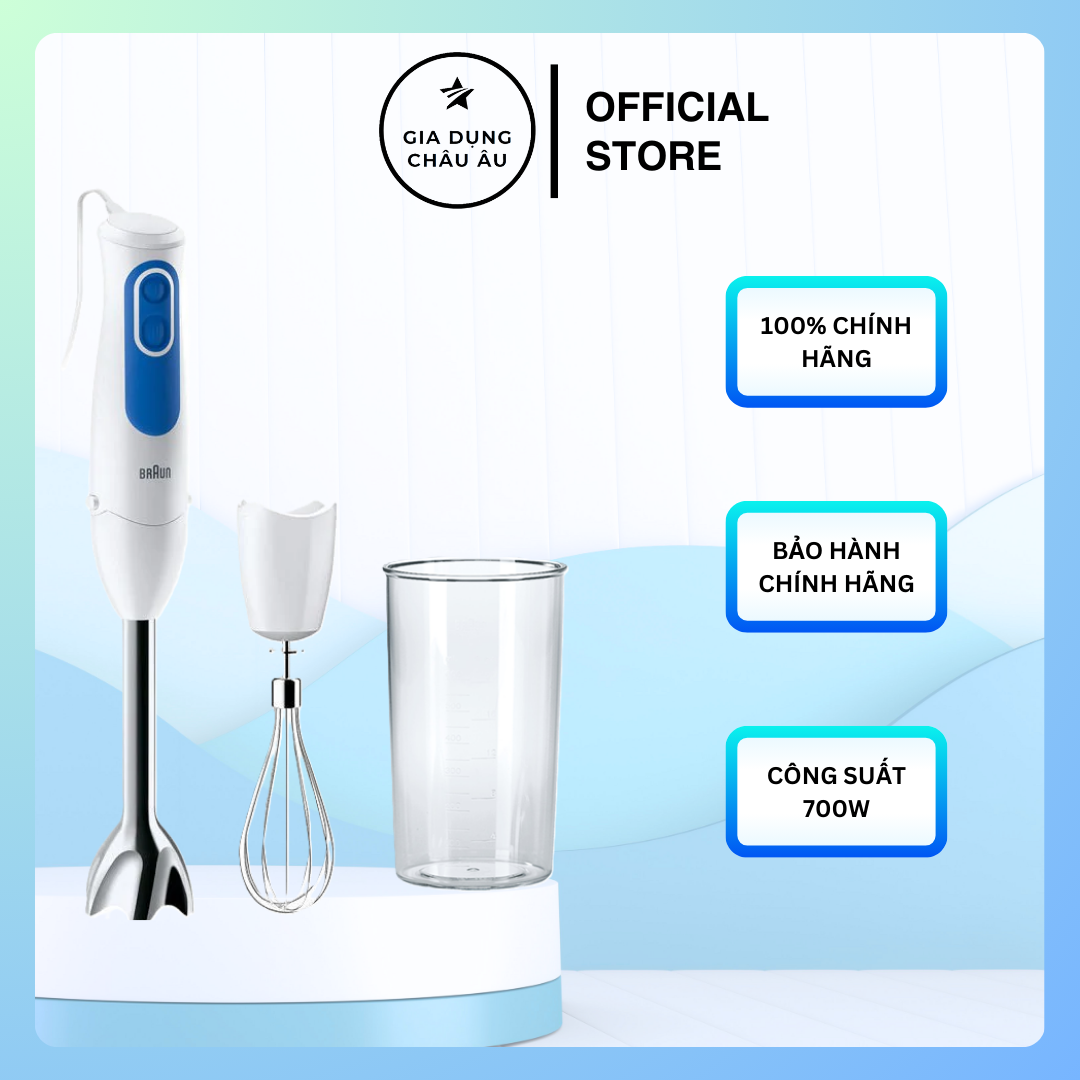 Combo máy xay cầm tay braun mq3000 + smoothie và phụ kiện que cây đánh trứng braun- hàng chính hãng 100% - bảo hành 1 đổi 1 trong vòng 24 tháng