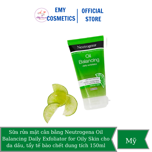 Sữa rửa mặt cân bằng Neutrogena Oil Balancing Daily Exfoliator for Oily Skin cho da dầu, tẩy tế bào chết dung tích 150ml