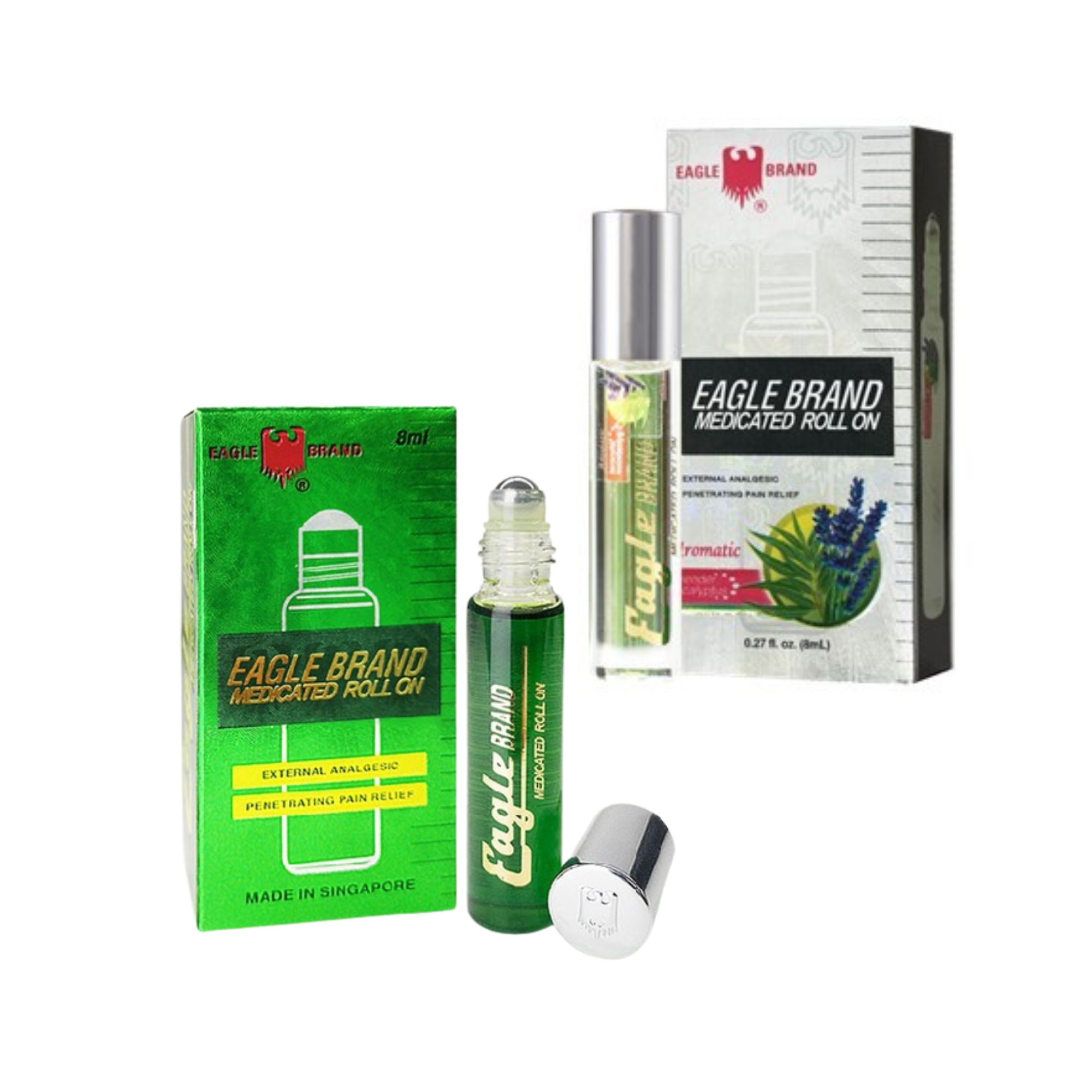 Singapore - dầu xanh - trắng con ó dạng chai lăn 8ml - dầu bi lăn ó xanh - chai lăn ó xanh tiện dụng - eagle brand oil