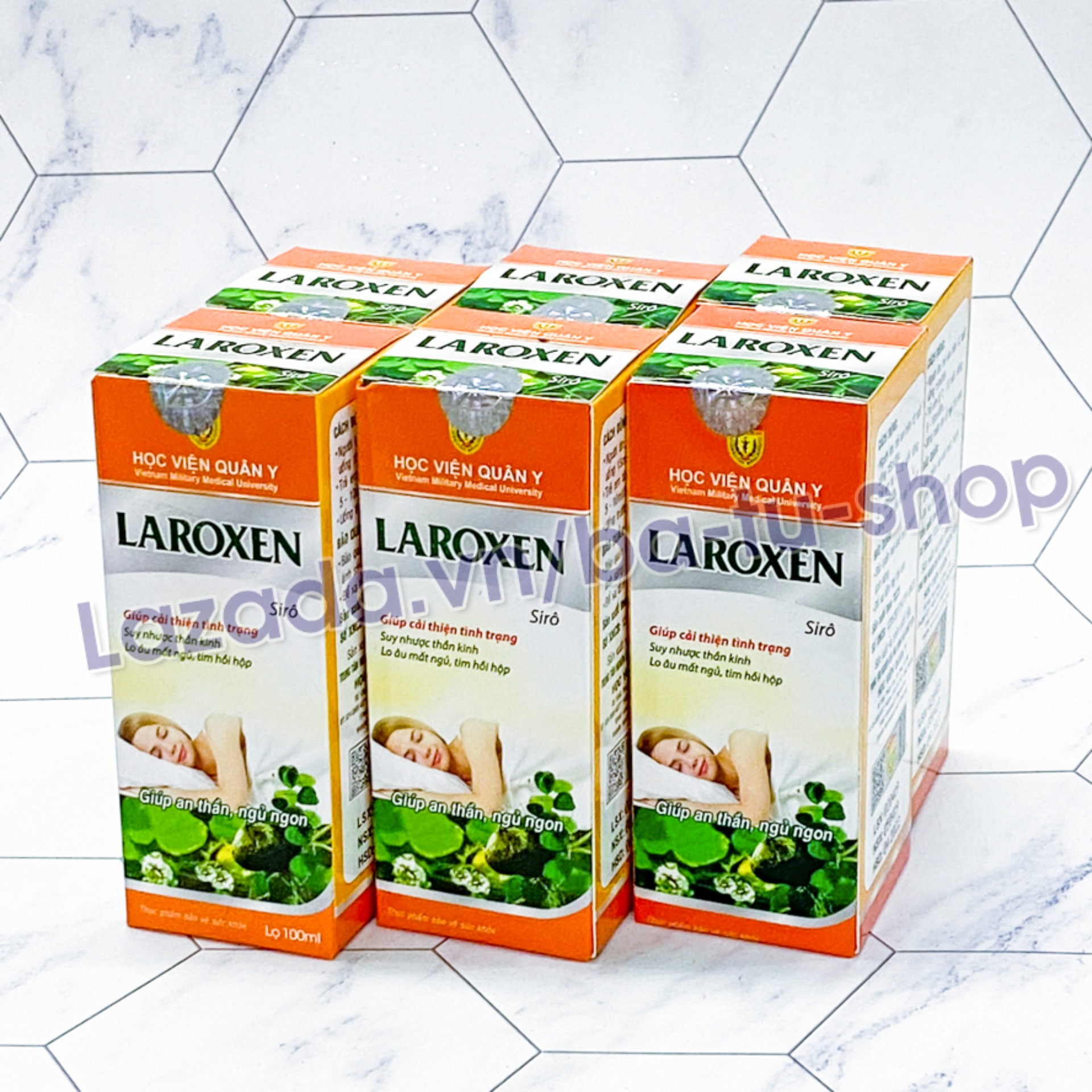 [HCM]Bộ 6 Hộp Siro Laroxen Học Viện Quân Y Giúp Hết Mất Ngủ Ngủ Sâu Giấc (100ml x6)