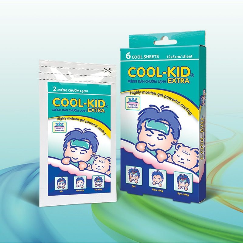Miếng dán chườm lạnh hạ sốt cho trẻ em Cool Kid Extra hộp 6 miếng