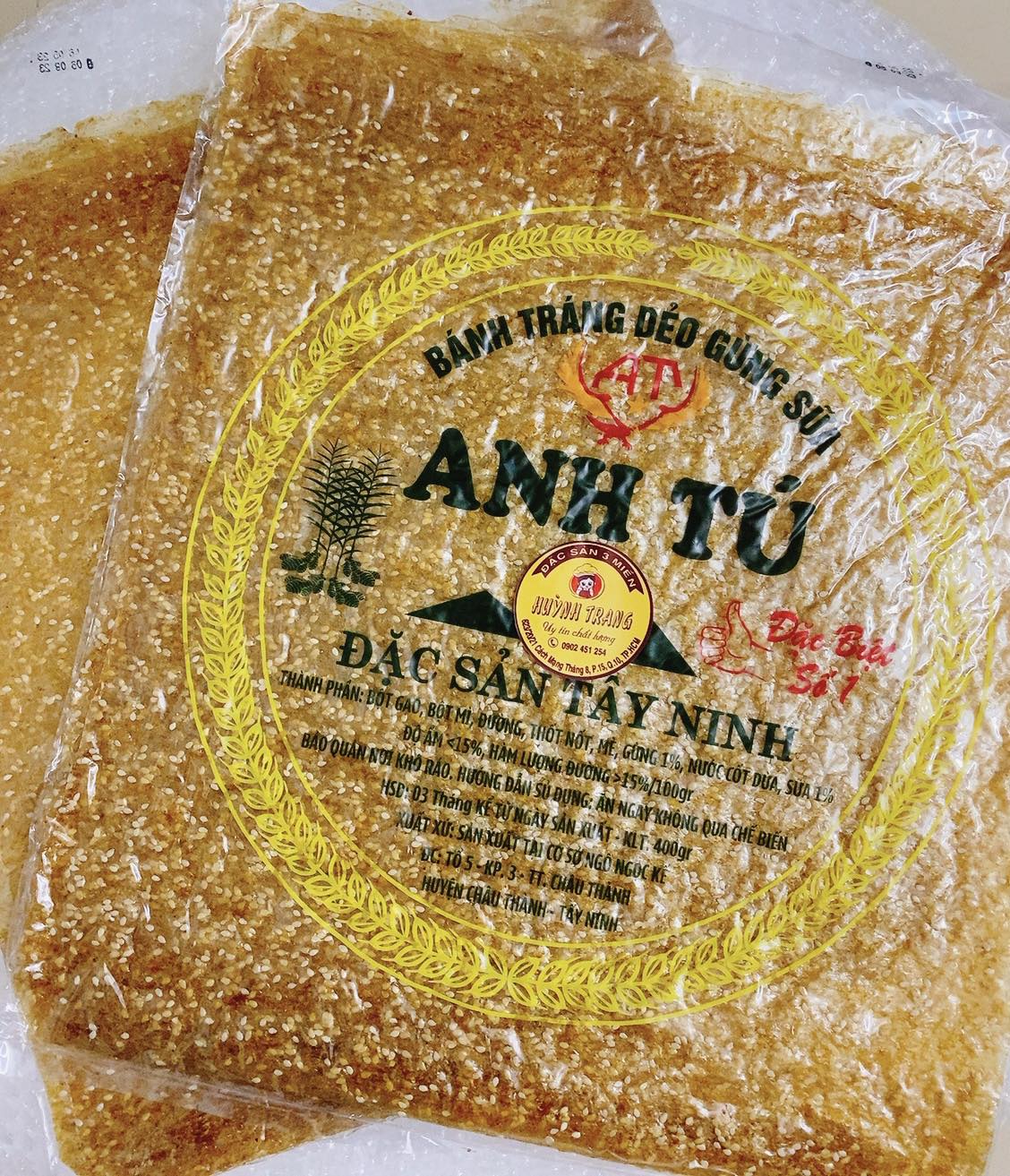 HCM - XẤP 400G BÁNH TRÁNG DẺO GỪNG MÈ TÂY NINH