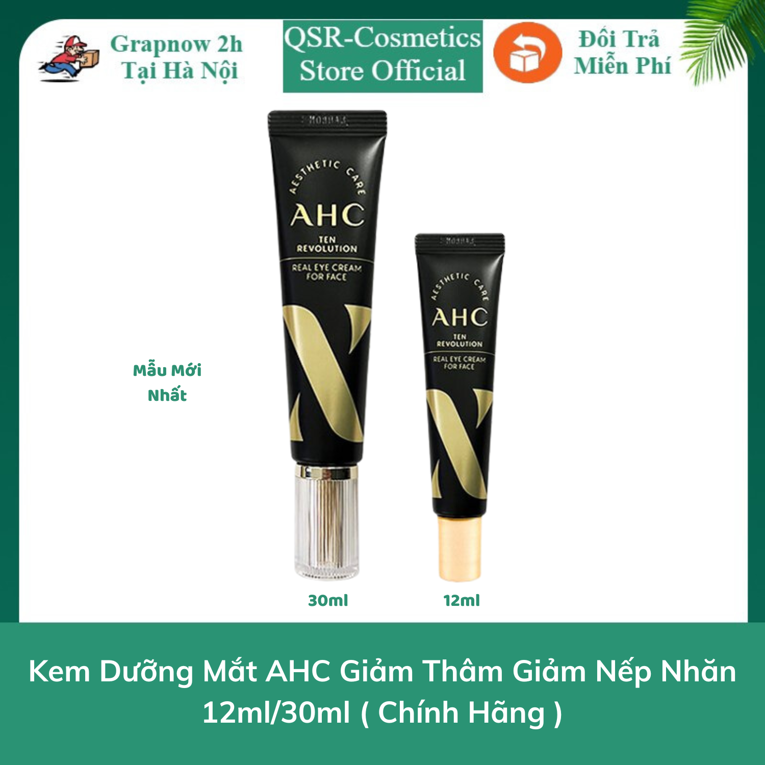 Kem dưỡng giảm thâm mắt xóa mờ nếp nhăn ahc time rewind real eye cream for face 2021 - 12ml/30ml