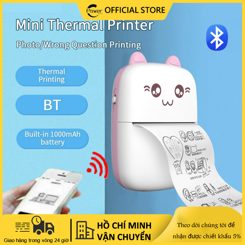 Máy in nhiệt mini cầm tay dành cho nhân viên văn phòng và sinh viên siêu dễ thương