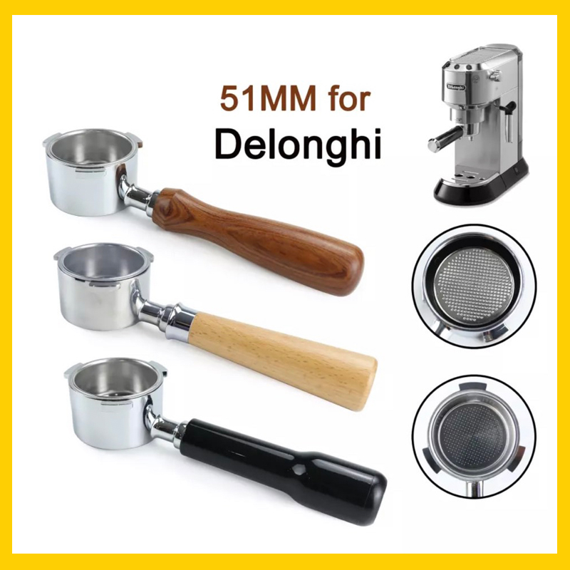Tay Cầm Máy Pha Espresso Cho Máy Delonghi - 3 Tai Khóa | Espresso Coffee Bottomless Portafilter 51mm for DeLonghi