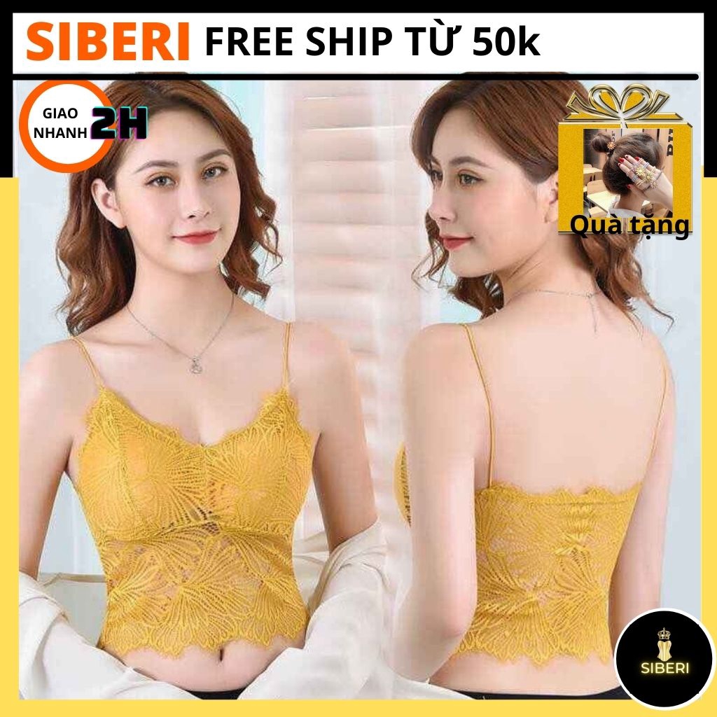 Áo lót nữ, áo bra ren dáng dài mềm mại cho da, mặc với áo vest, voan, mặc đi biển, đi ngủ_ Siberi