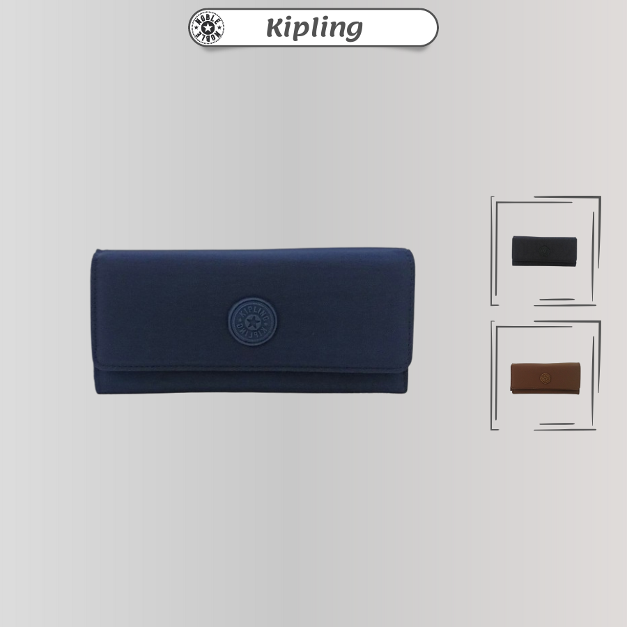 Ví cầm tay nữ Kipling nắp gập, chất liệu vải dù, chống nước, siêu bền