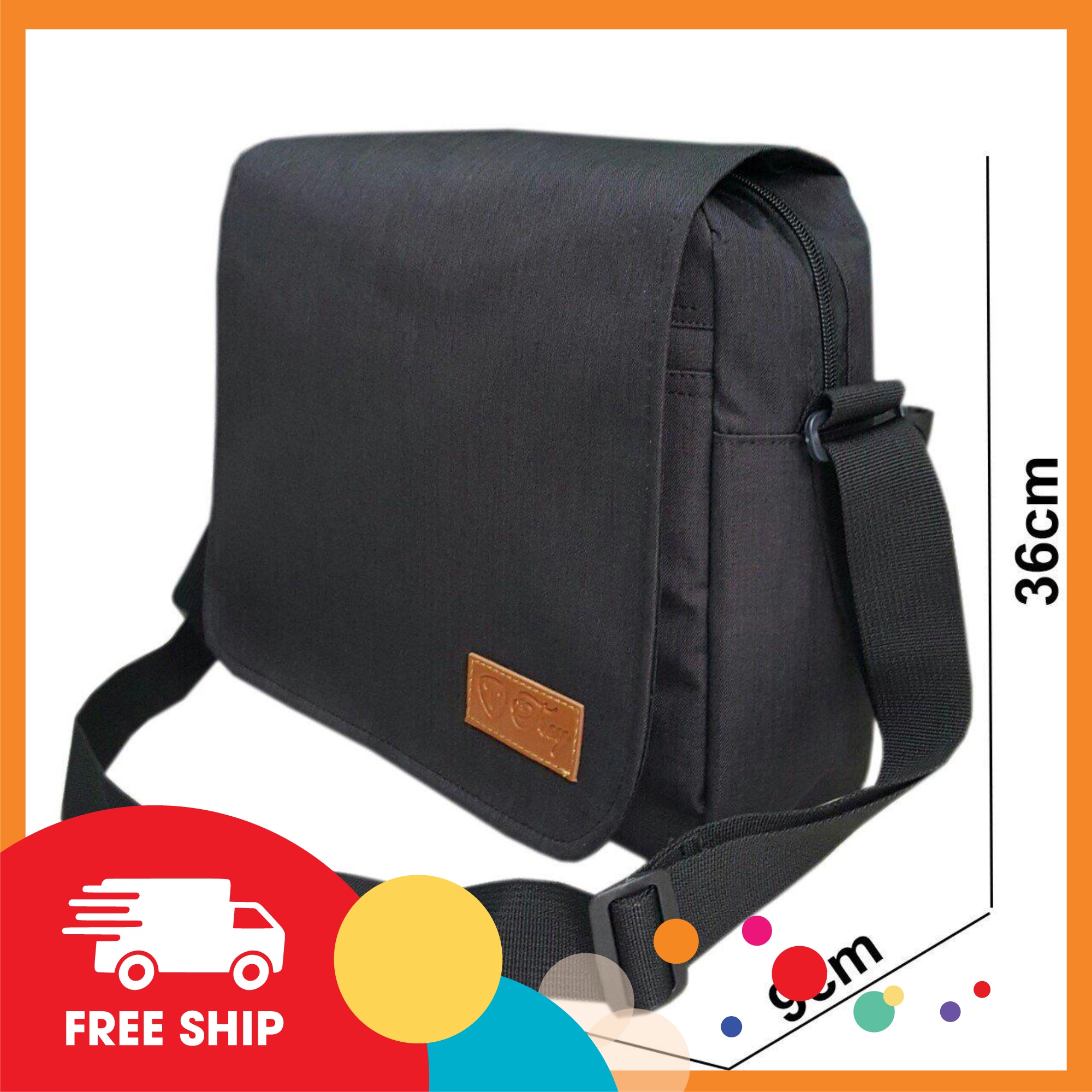 FREESHIP 10K ĐƠN TỪ 59K_ Cặp xách nam đeo chéo size 36cm chất vải bố chống thấm BWSTORE