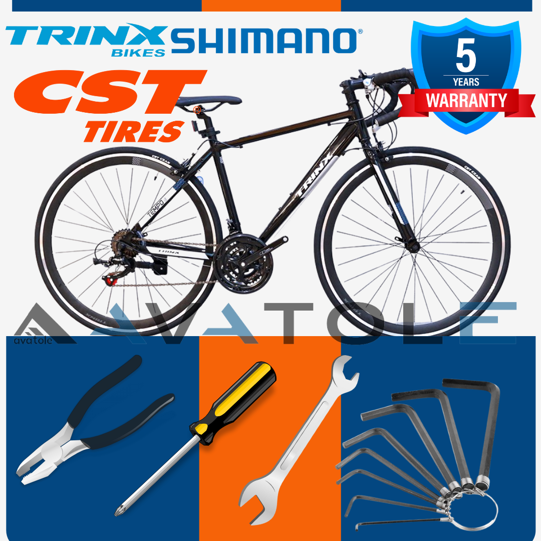[HCM]Xe đạp đua TrinX Tempo 1.0 Phiên bản 2021 Khung sườn hợp kim nhôm 700Cx46cm Bộ truyền động Shimano-21Speed Bộ phanh chữ V Winzip Vành bánh hợp kim nhôm 2 lớp 700X25C Màu Trắng Đen