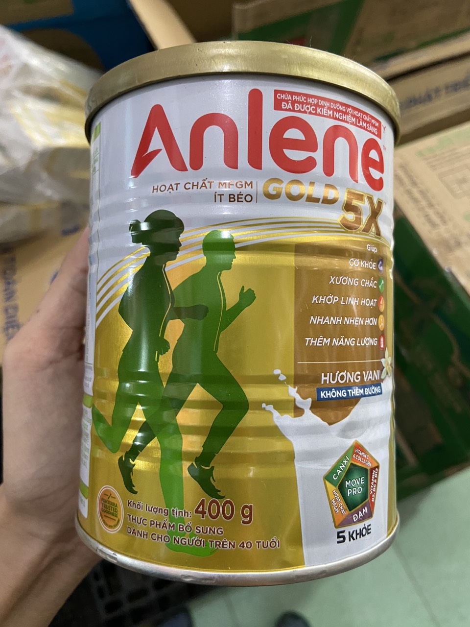 Sữa bột Anlene GOLD 5X hương vani lon 400g dành cho người từ 40 tuổi - HSD