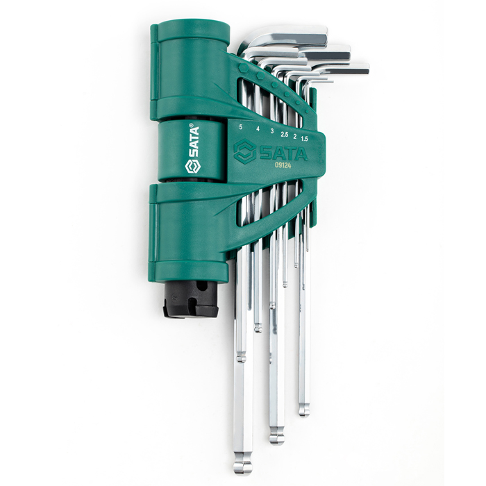 Bộ lục giác đầu bi loại dài, 9 chi tiết - hệ mét sata 09124