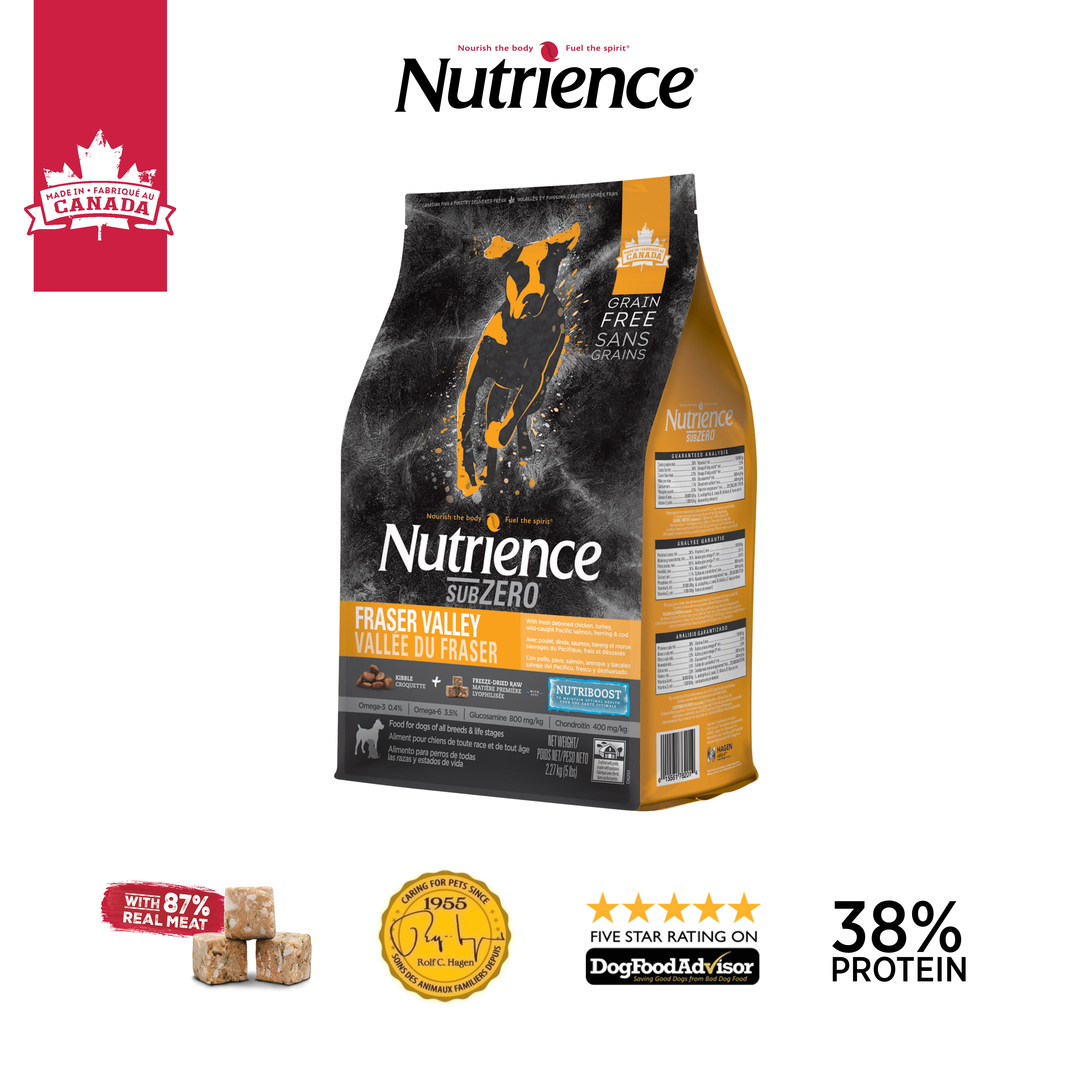 Thức ăn cho chó Nutrience Subzero Grain-free Fraser Valley - gà tây, cá hồi, cá trích, cá tuyết và rau củ trái cây tự nhiên