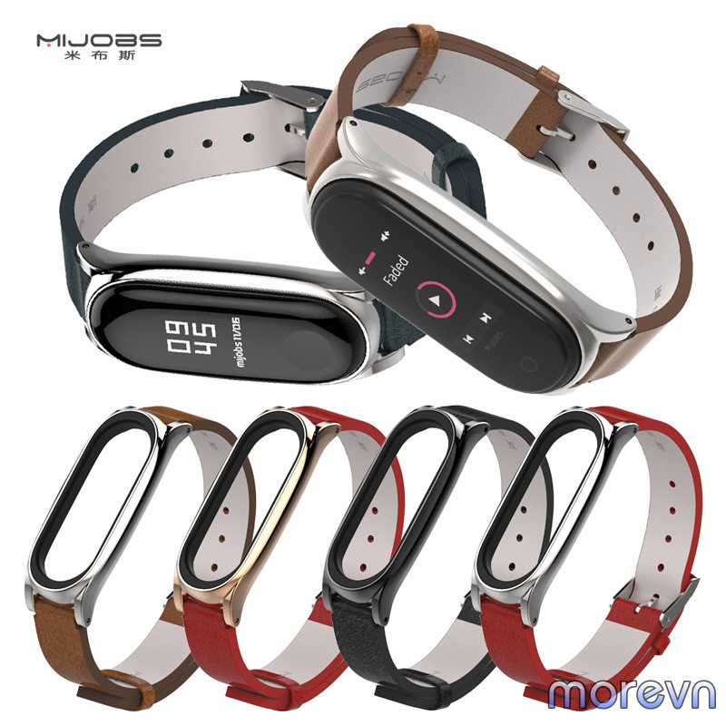Dây Đeo Mi Band 5 Da Pu Viền Cong Plus  Mijobs - Dây Đeo Thay Thế Miband 5 Da Ngựa Bản Plus (Mijobs)