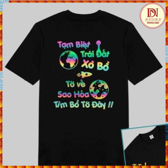 Áo thun tay lỡ from rộng cotton, phông nam nữ unisex phản quang 7 màu-Tạm biệt trái đất xô bồ