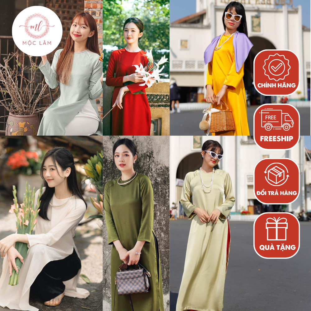 Áo dài cách tân thiết kế xuông chất liệu lụa mango cao cấp - Áo dài Mộc Lâm - AD06