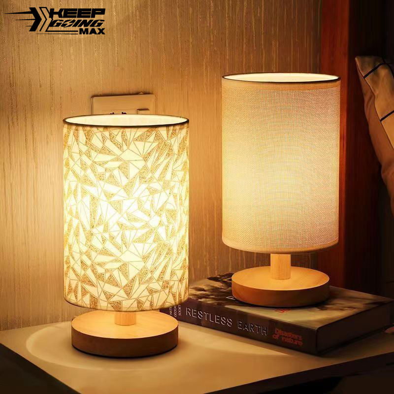 Đèn Ngủ Để Bàn Thân Gỗ - Đèn Trang Trí Phòng Ngủ Vintage Đầu Cắm USB,Đèn bàn-Kèm Bóng Đèn