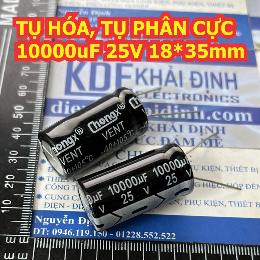 3 CON TỤ HÓA tụ phân cực 10000uF 25V 10.000uf phi 18*35mm kde0133