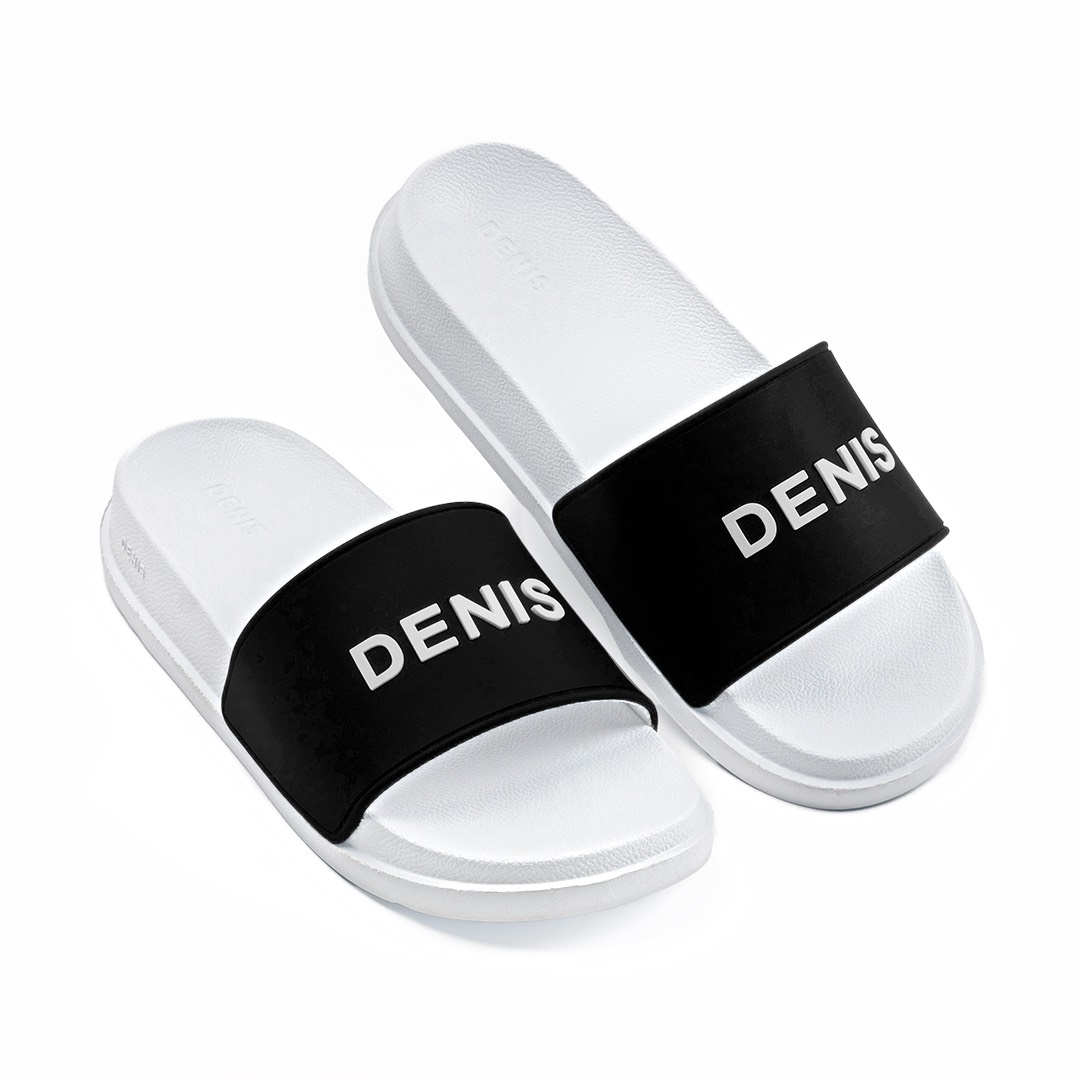 Dép quai ngang Denis Unisex Slipper Màu Đen phối Trắng Basic DN06
