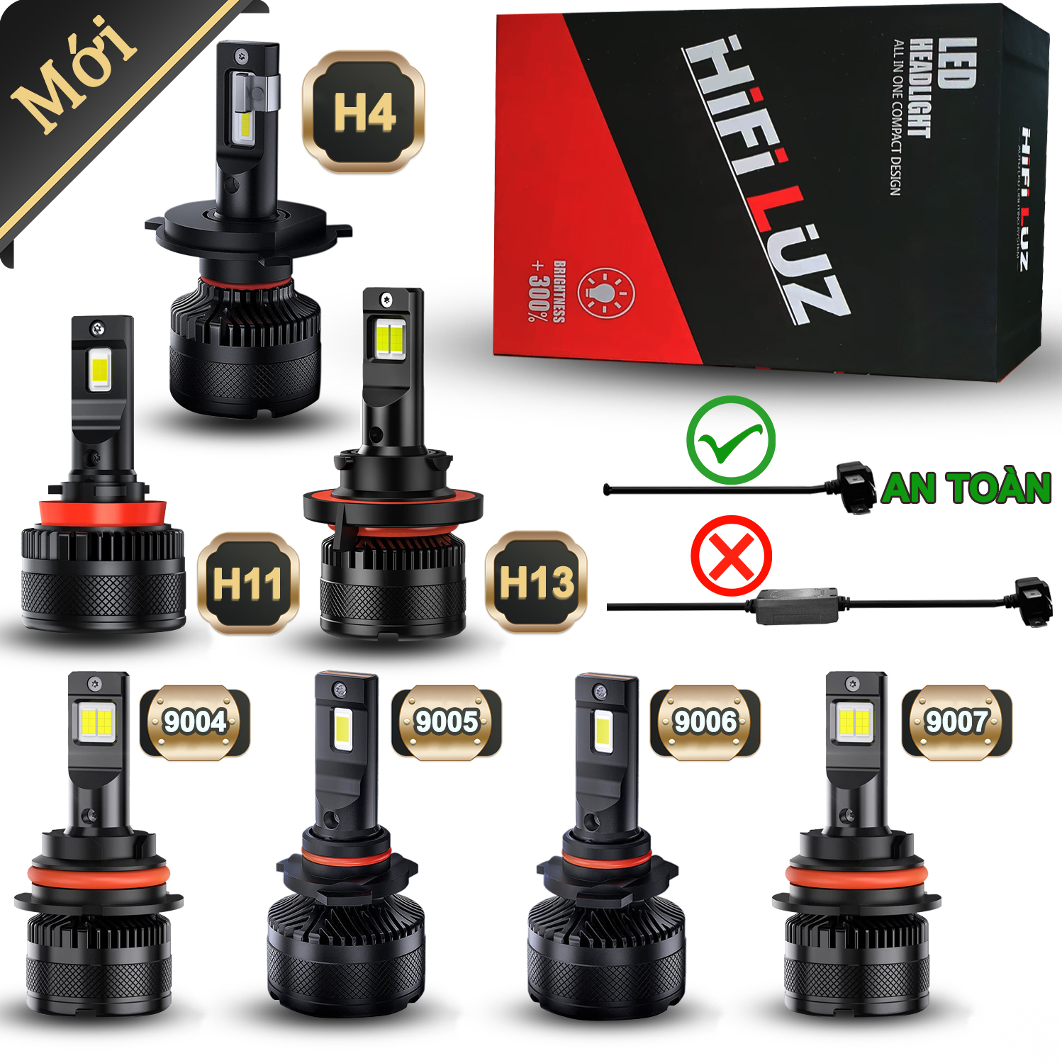 1 cặp bóng đèn đèn pha led h4/9003/hb2, h8/h9/h11, 9005/hb3, 9006/hb4, 9004, 9007/hb5, h13 điện áp 9-18v,80w,20000lm,6500k siêu sáng chotoyota/ hyundai /mazda/ ford /kia-xe máy cũng dùng được