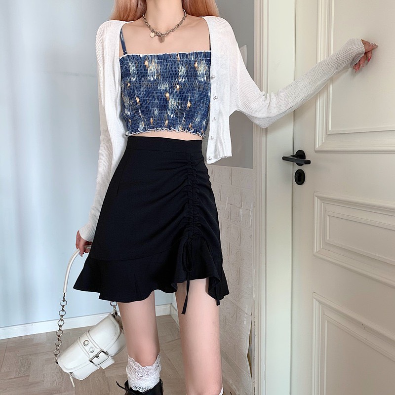 Chân váy Ulzzang nữ, Chân váy chữ A, Chân váy nữ phối dây rút một bên siêu cá tính.